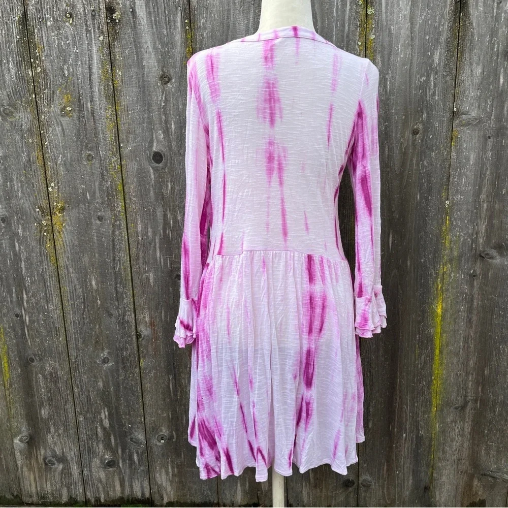 Free People Summer Nights Pink Tie Dye Embellished Tunic - Size Large